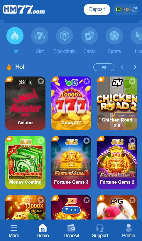 hm77 game home scree shoot